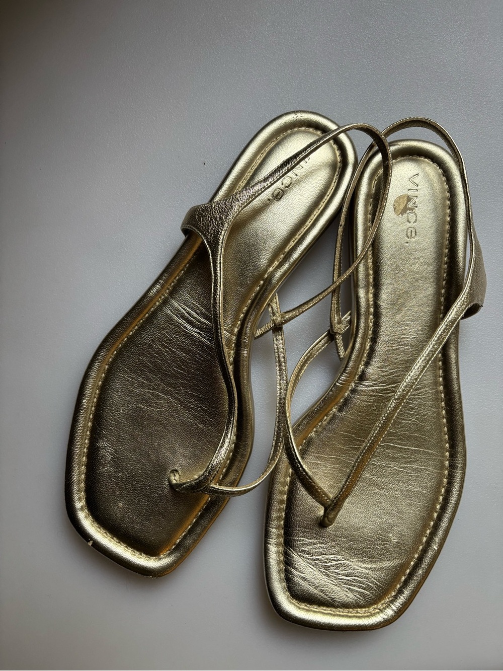 Vince Metallic Gold Slingback thong Sandals